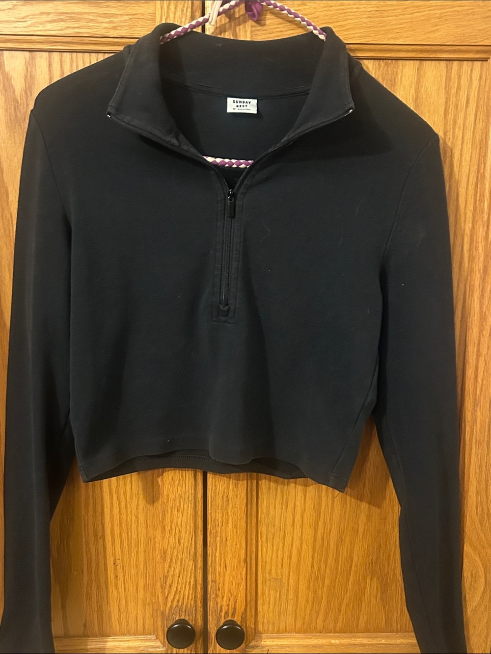 Sunday Best Black Cropped Quarter-Zip Pullover